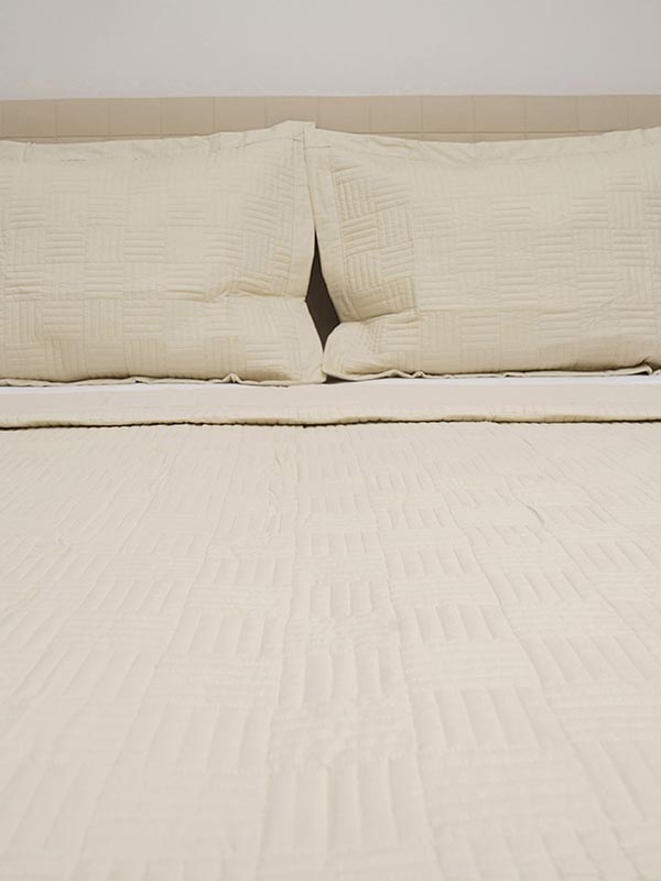 Κουβερλί Percale Κεντητό Beige Υπέρδιπλο 220x240εκ