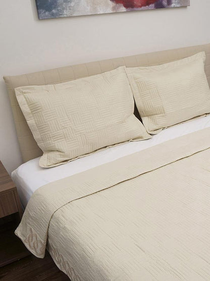 Κουβερλί Percale Κεντητό Beige Υπέρδιπλο 220x240εκ