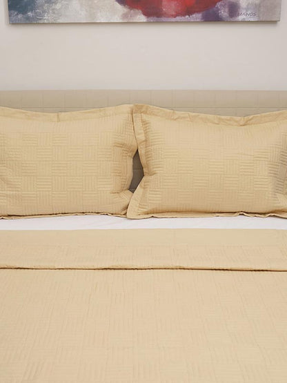 Κουβερλί Percale Κεντητό Cream Υπέρδιπλο 220x240εκ