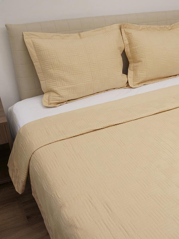 Κουβερλί Percale Κεντητό Cream Υπέρδιπλο 220x240εκ