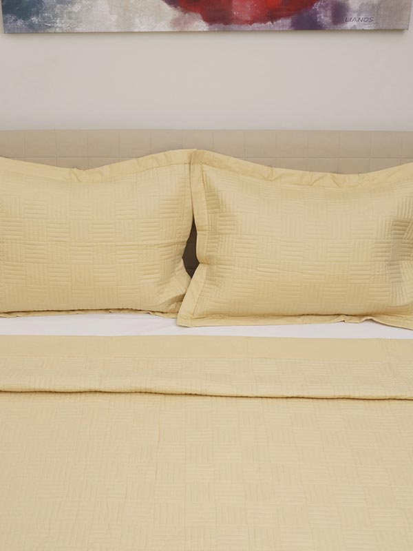 Κουβερλί Percale Κεντητό Yellow Υπέρδιπλο 220x240εκ