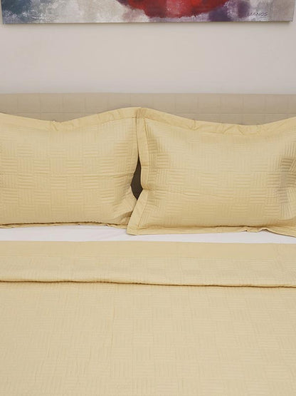 Κουβερλί Percale Κεντητό Yellow Υπέρδιπλο 220x240εκ