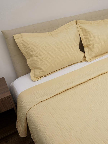 Κουβερλί Percale Κεντητό Yellow Υπέρδιπλο 220x240εκ