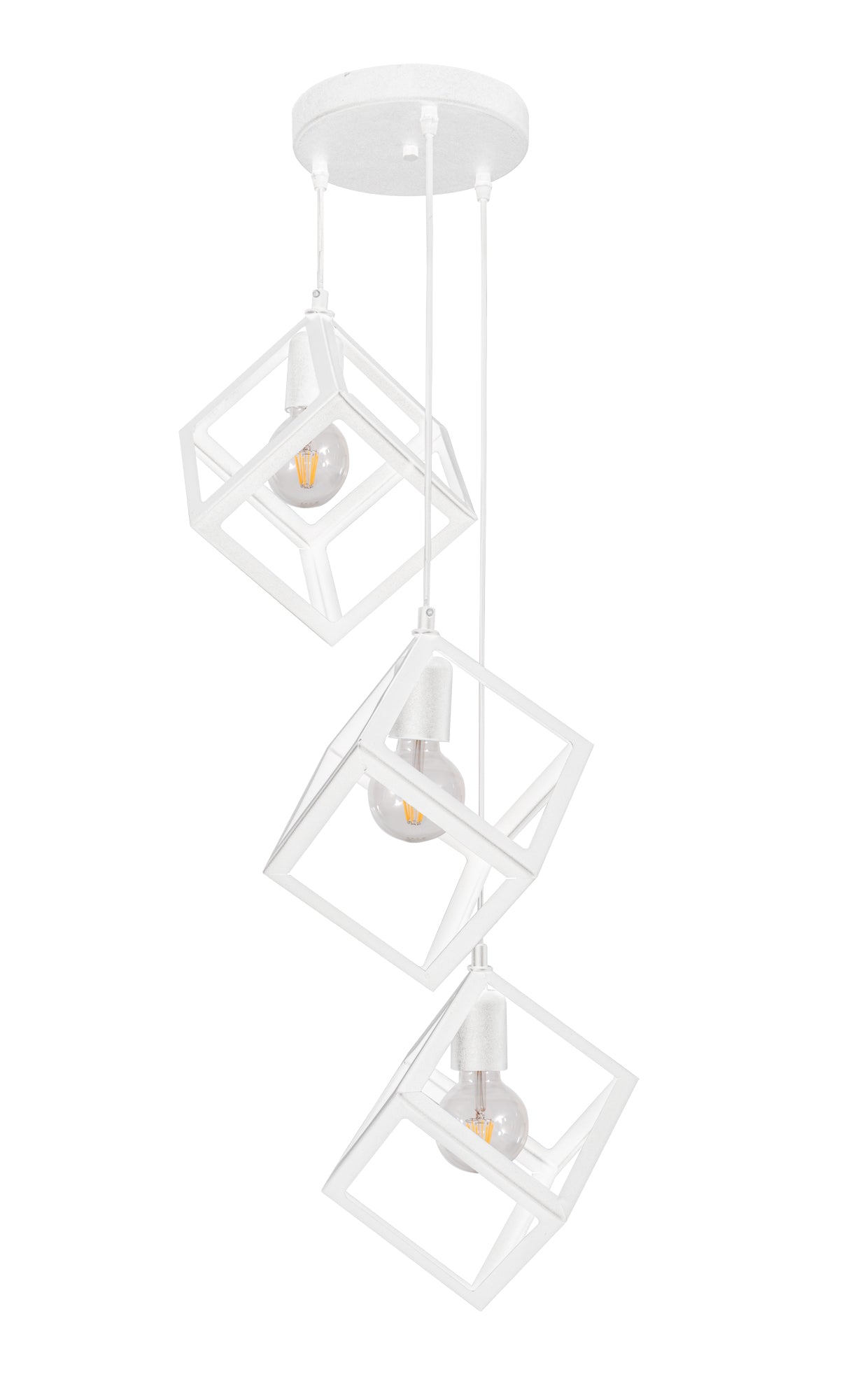 PDC 1249-3 WH CHN ΡΟΖΕΤΑ ΜΕΤΑΛΙΚΗ 3/Φ ΜΕ ΚΡΕΜΑΣΤΟΥΣ ΛΕΥΚΟΥΣ ΚΥΒΟΥΣ 3xΕ27 Φ35x95