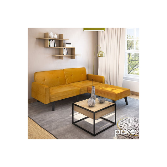 Καναπές Γωνία-Κρεβάτι με Υποπόδιο Dream Κίτρινο Βελούδο 209x157x80