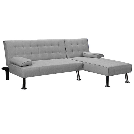 Γωνιακός Καναπές-Κρεβάτι Αριστερή Γωνία Brisk Γκρι Ύφασμα 200X146X75