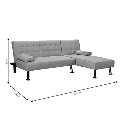 Γωνιακός Καναπές-Κρεβάτι Αριστερή Γωνία Brisk Καφέ-Γκρι Ύφασμα 200X146X75