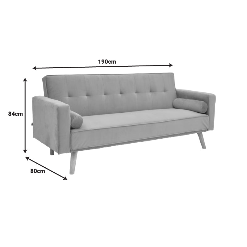 Καναπές-Κρεβάτι Success 3θέσιος Βελούδο Ύφασμα σε Ανθρακί Απόχρωση 190x80x84