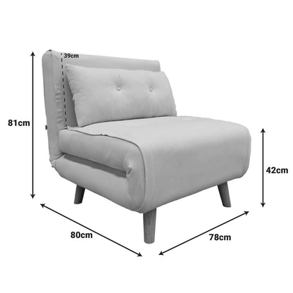 Πολυθρόνα-Κρεβάτι Josuane I Βελούδο σε Γκρι Απόχρωση 78x80x81