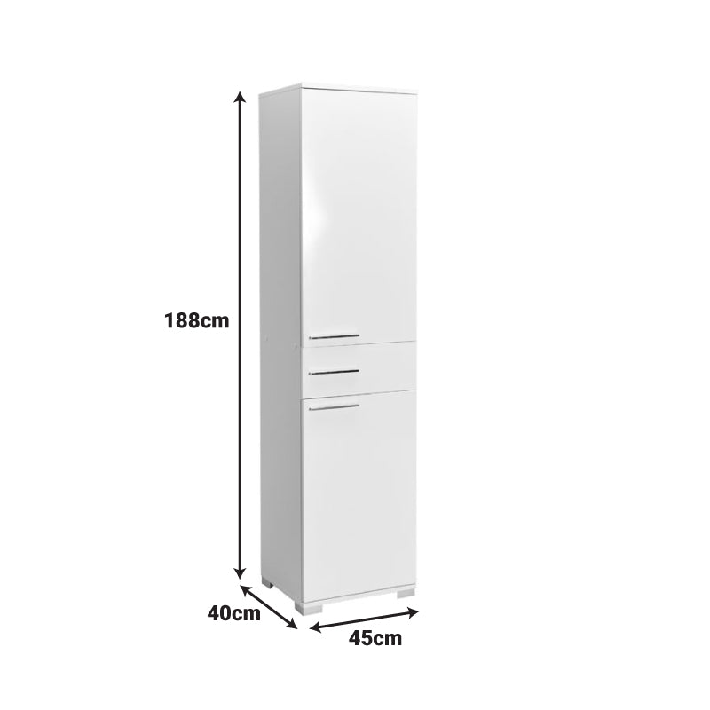 Ντουλάπα Chad με Συρτάρια Λευκό Gloss 45x40x188