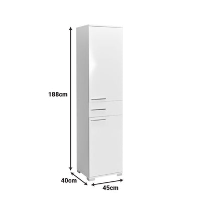 Ντουλάπα Chad με Συρτάρια Λευκό Gloss 45x40x188