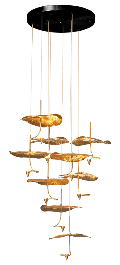 PDC 1290-9 ΠΟΛΥΦΩΤΟ ΜΠΡΟΥΤΖΙΝΟ LED ΜΕ ΦΥΛΛΑ ΝΟΥΦΑΡΑ ΧΡΥΣΑ Φ60x150