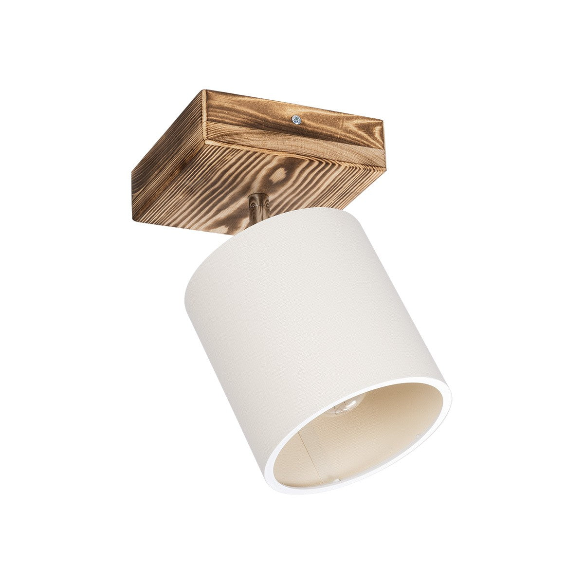 CUP 203-0057 Vintage Φωτιστικό Οροφής Σποτ Μονόφωτο 1 x E27 IP20 Μπεζ Ξύλο με Λευκό Ύφασμα - Μ14.5 x Π14.5 x Υ25
