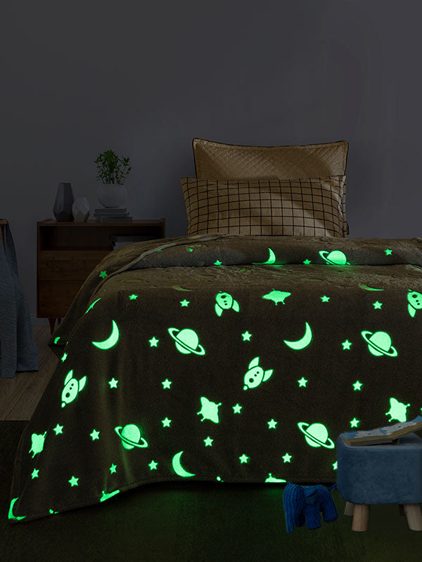 Κουβέρτα Φωσφοριζέ Μονή Space Blue Μονή 160x220εκ