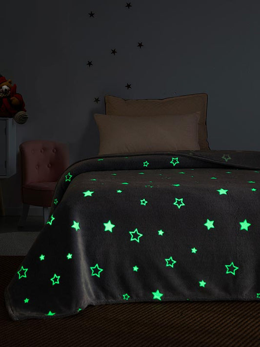 Κουβέρτα Φωσφοριζέ Μονή Stars Blue Μονή 160x220εκ
