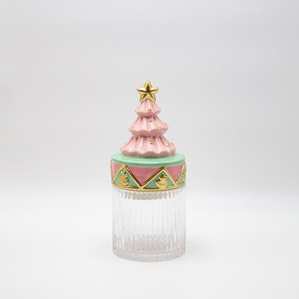 ΜΠΙΣΚΟΤΙΕΡΑ ΜΕ ΡΟΖ ΚΑΠΑΚΙ ΧΡΙΣΤΟΥΓΕΝΝΙΑΤΙΚΟ ΔΕΝΤΡΟ ΔΙΑΚΟΣΜΗΤΙΚΗ 11x11x25