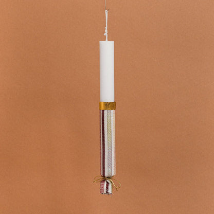 Λαμπάδα Στολισμένη Στόφα Ινδικές Γραμμές σε Συσκευασία Δώρου