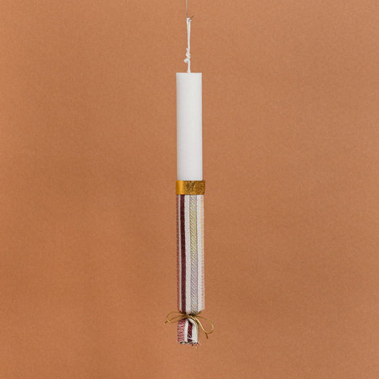 Λαμπάδα Στολισμένη Στόφα Ινδικές Γραμμές σε Συσκευασία Δώρου