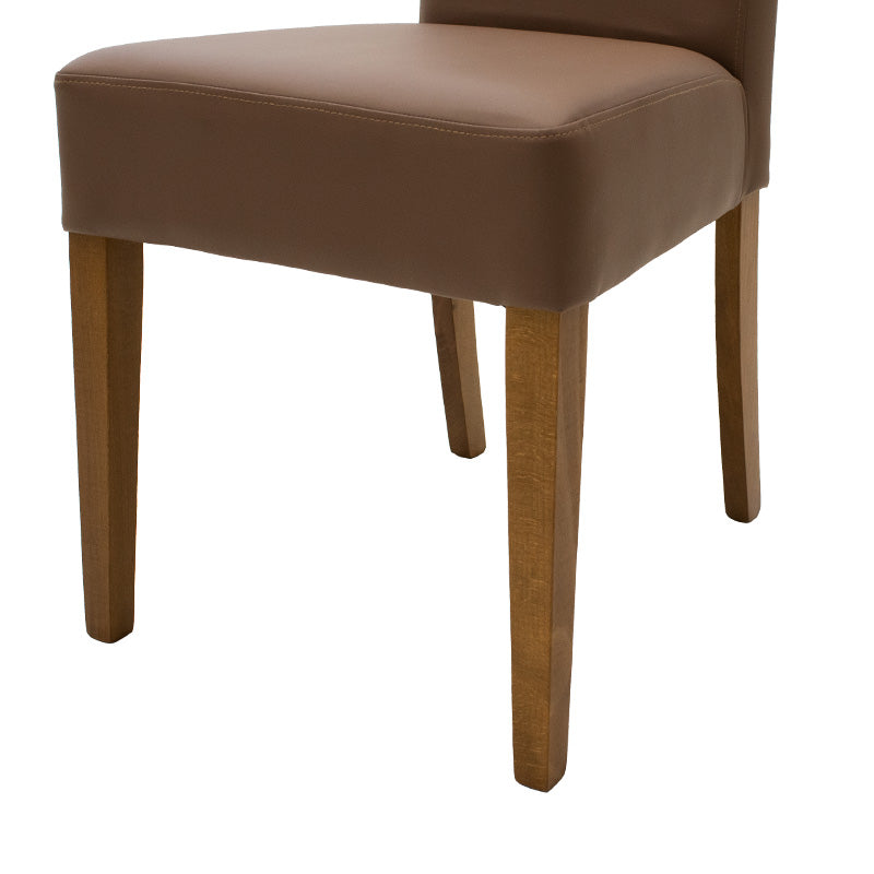 Καρέκλα Ditta PU Ανοικτό Καφέ-Πόδι Μασίφ Ξύλο Καρυδί