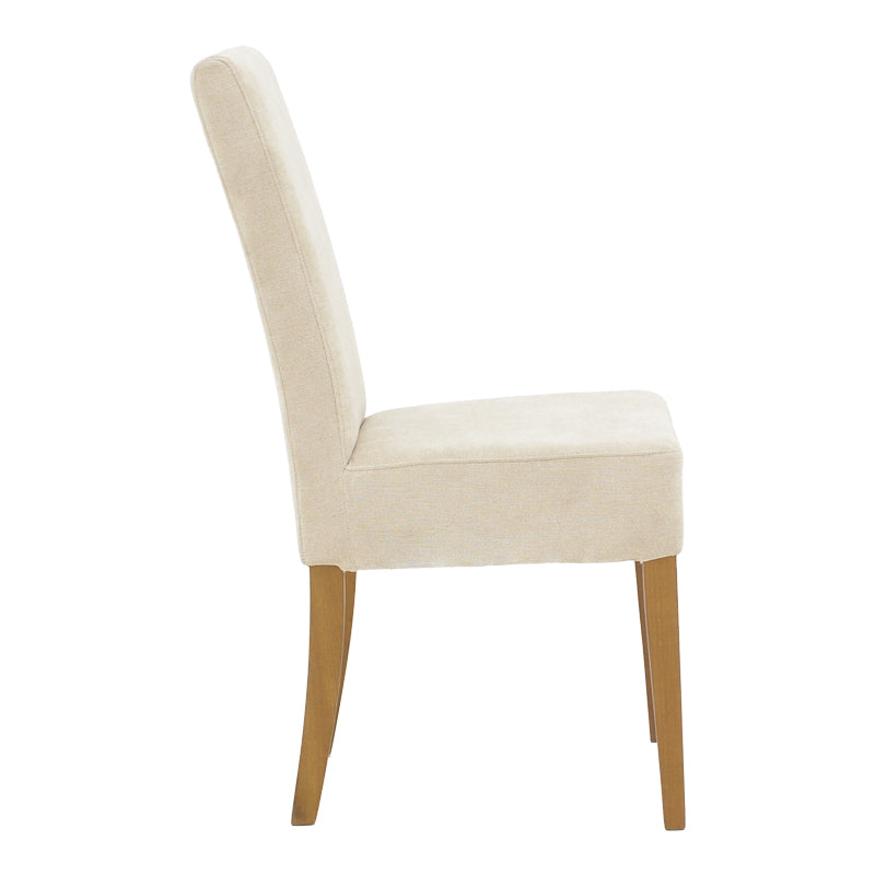 Καρέκλα Ditta Ύφασμα σε Γκρι-Μπεζ Απόχρωση με Πόδι Μασίφ Ξύλο σε Καρυδί Απόχρωση