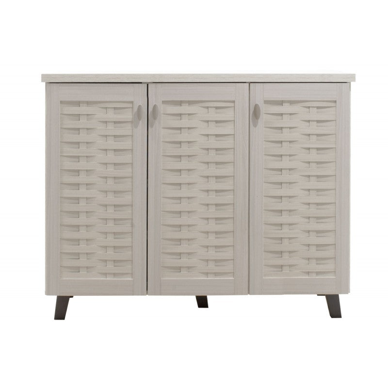 Παπουτσοθήκη-Ντουλάπι Mantam 16 Ζεύγων Χρώμα Λευκό-Γκρι 115,5x40x92