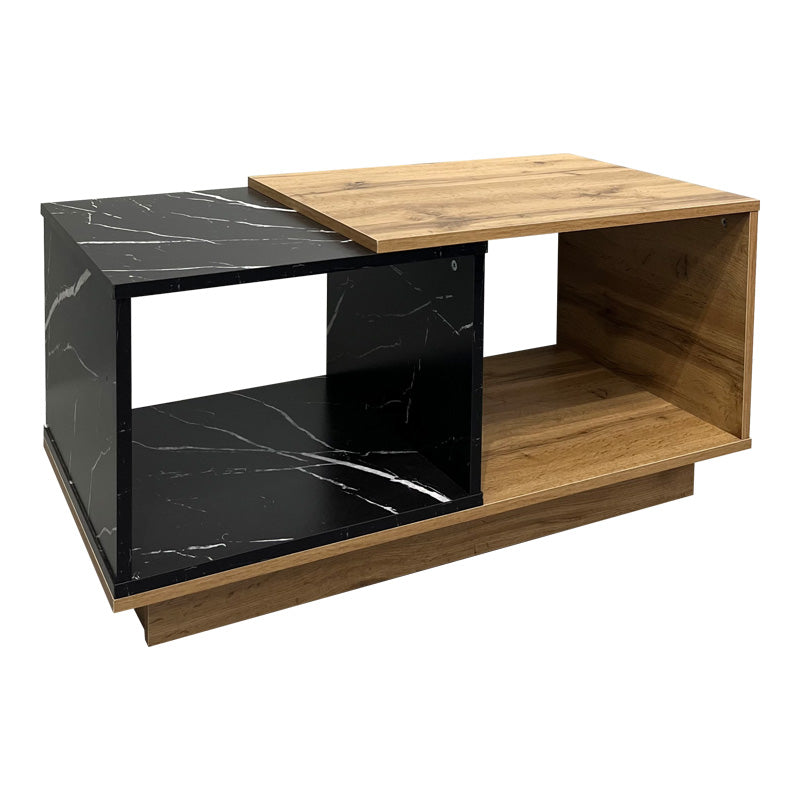 Τραπέζι Σαλονιού Fetix σε Μαύρο Μαρμάρου-Sonoma Απόχρωση 90x45x45