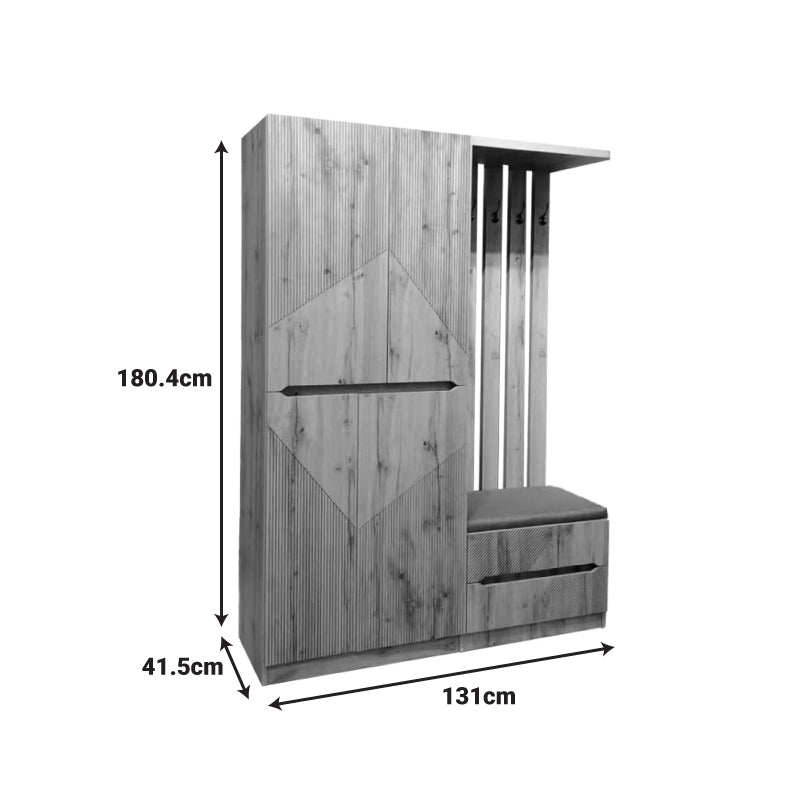 Έπιπλο Εισόδου Zomie σε Oak Απόχρωση 131x41.5x180.4