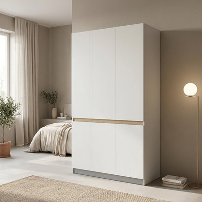 Ντουλάπα Τρίφυλλη Merzia Sonoma-Λευκό 120x46.5x183