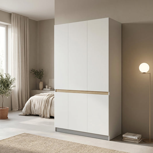 Ντουλάπα Τρίφυλλη Merzia Sonoma-Λευκό 120x46.5x183
