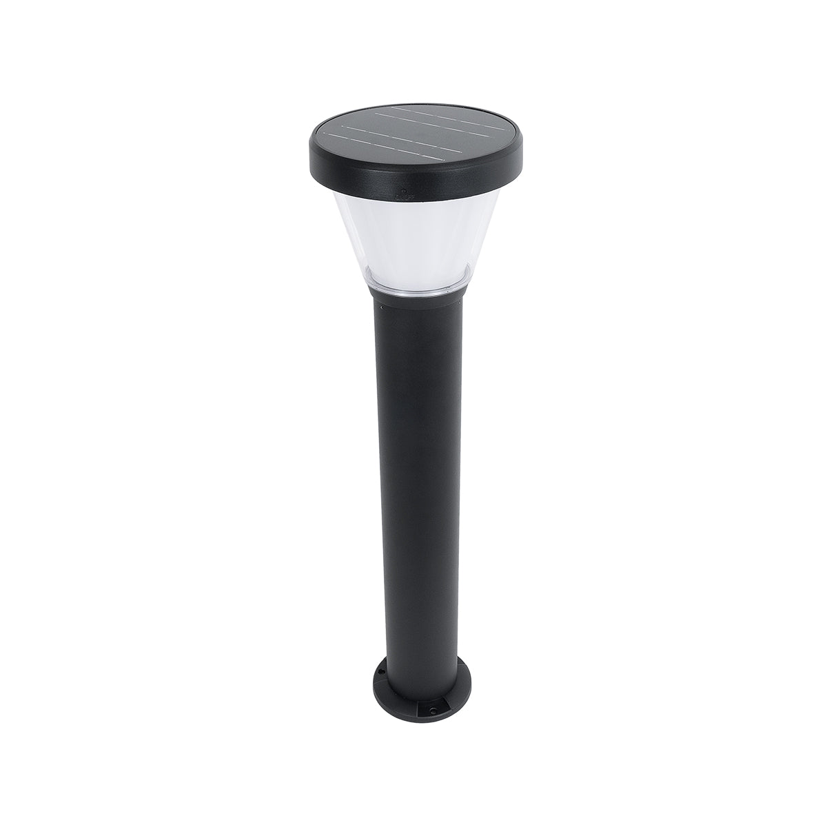 SOLARDIS 90523 LED Solar Bollard Light Κολωνάκι Κήπου Εξωτερικού Χώρου 10W 180lm 120° με Ενσωματωμένο Φωτοβολταϊκό Panel 6V 5W & Επαναφορτιζόμενη Μπαταρία Li-ion 3.2V 6000mAh με Αισθητήρα Ημέρας-Νύχτας - Αδιάβροχο IP65 Φ24 x Υ88cm Ψυχρό Λευκό 6000K