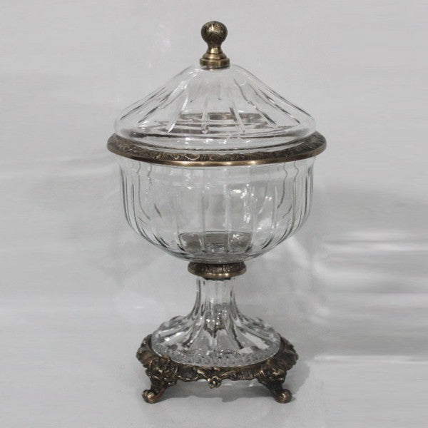 ΦΟΝΤΑΝΙΕΡΑ ΓΥΑΛΙΝΗ ΜΕ ΜΕΤΑΛΛΙΚΑ ΤΕΛΕΙΩΜΑΤΑ ΑΝΤΙΚΕ ΧΡΥΣΟ-ΔΙΑΦΑΝΕΣ ΓΥΑΛΙ 17x17x28