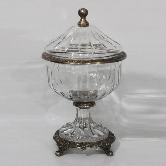 ΦΟΝΤΑΝΙΕΡΑ ΓΥΑΛΙΝΗ ΜΕ ΜΕΤΑΛΛΙΚΑ ΤΕΛΕΙΩΜΑΤΑ ΑΝΤΙΚΕ ΧΡΥΣΟ-ΔΙΑΦΑΝΕΣ ΓΥΑΛΙ 17x17x28