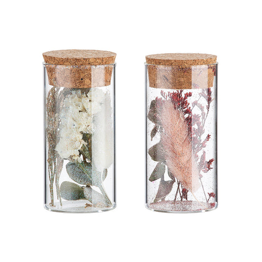 Διακοσμητικό Αποξηραμένο Λουλούδι σε Δοχείο με Glitter Διάφανο Γυαλί 10εκ σε 2 Σχέδια