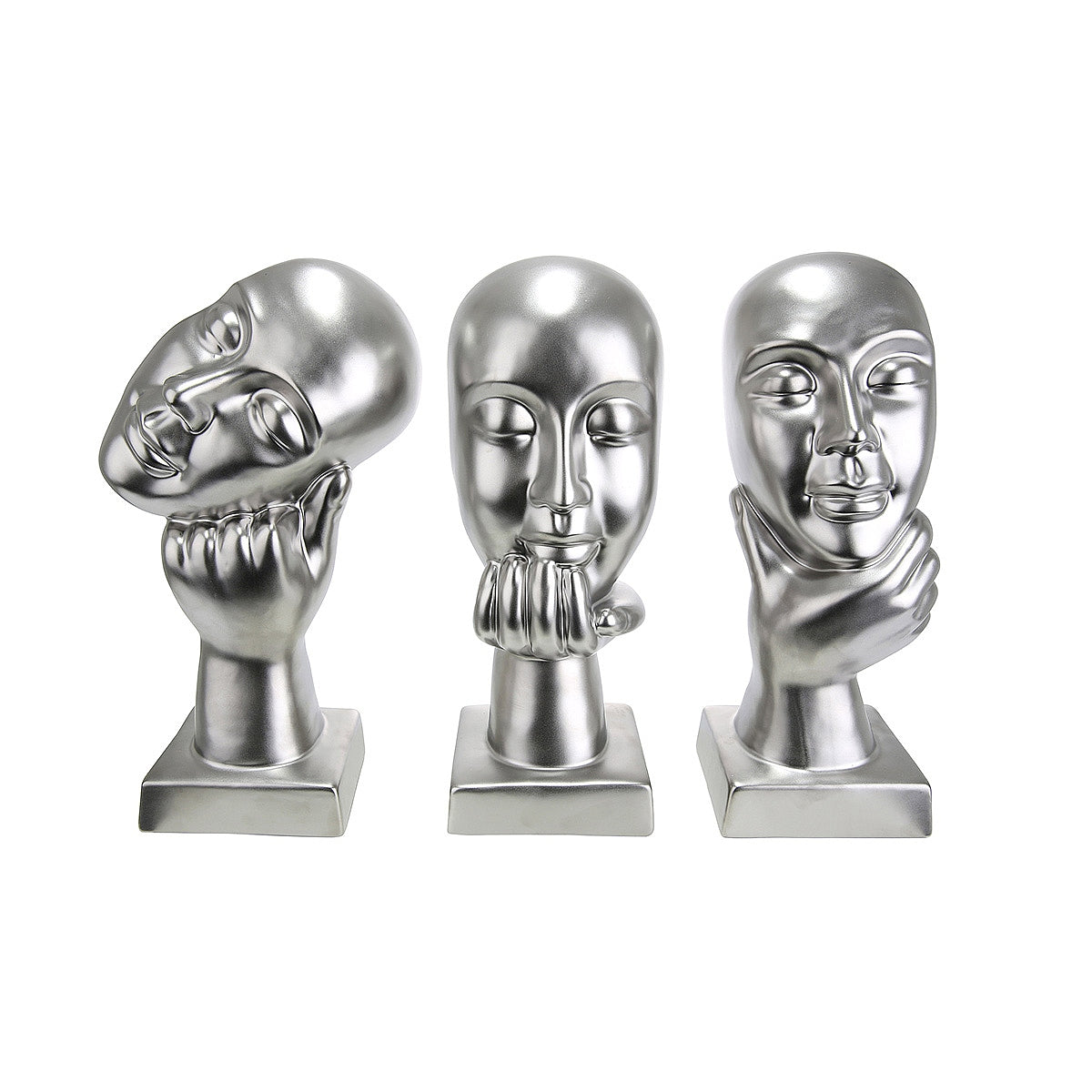 Διακοσμητικό Σκεπτόμενο Πρόσωπο Ασημί Κεραμικό 8.5x15.5x30 σε 3 Σχέδια