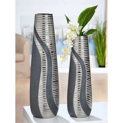 Βάζο Ασημί/Γκρι Κεραμικό 12x12x39