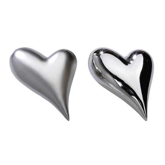 Διακοσμητικό Καρδιά Ασημί Κεραμικό 11x8.5x4 σε 2 Αποχρώσεις