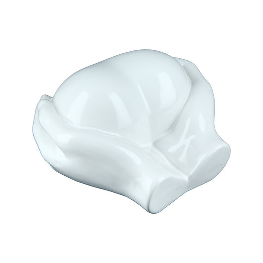 Διακοσμητικό Χέρια Κρατούν Καρδιά Γυαλιστερό Λευκό Κεραμικό 17x18x10