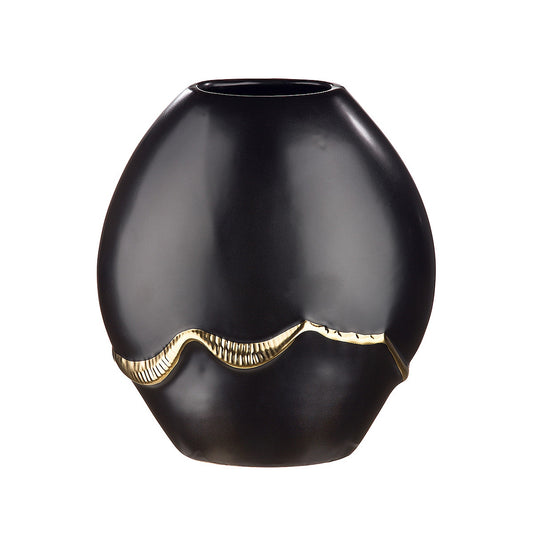 Βάζο Μαύρο/Χρυσό Κεραμικό 10x18x20