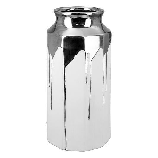 Βάζο Λευκό/Ασημί Κεραμικό 13.5x13.5x27