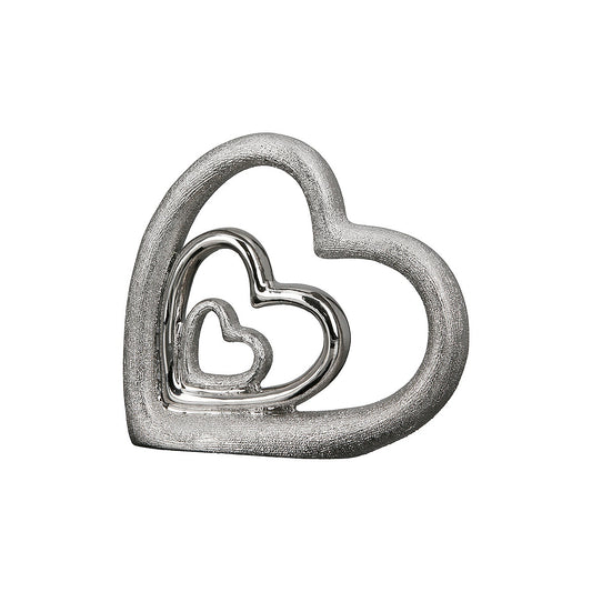 Διακοσμητικό Καρδιές Ασημί/Γκρι Πορσελάνη 3x15x13