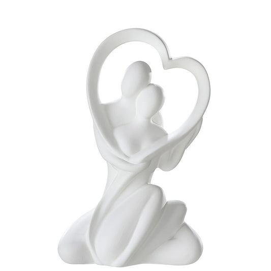Διακοσμητικό Ζευγάρι Αγκαλάζιεται και Κρατάει Καρδιά Λευκό Κεραμικό 11x16x27.5