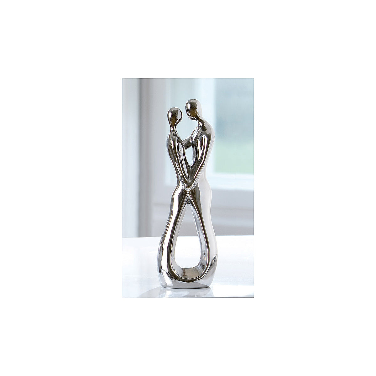 Διακοσμητικό Ζευγάρι Αγκαλάζιεται Ασημί Κεραμικό 30εκ