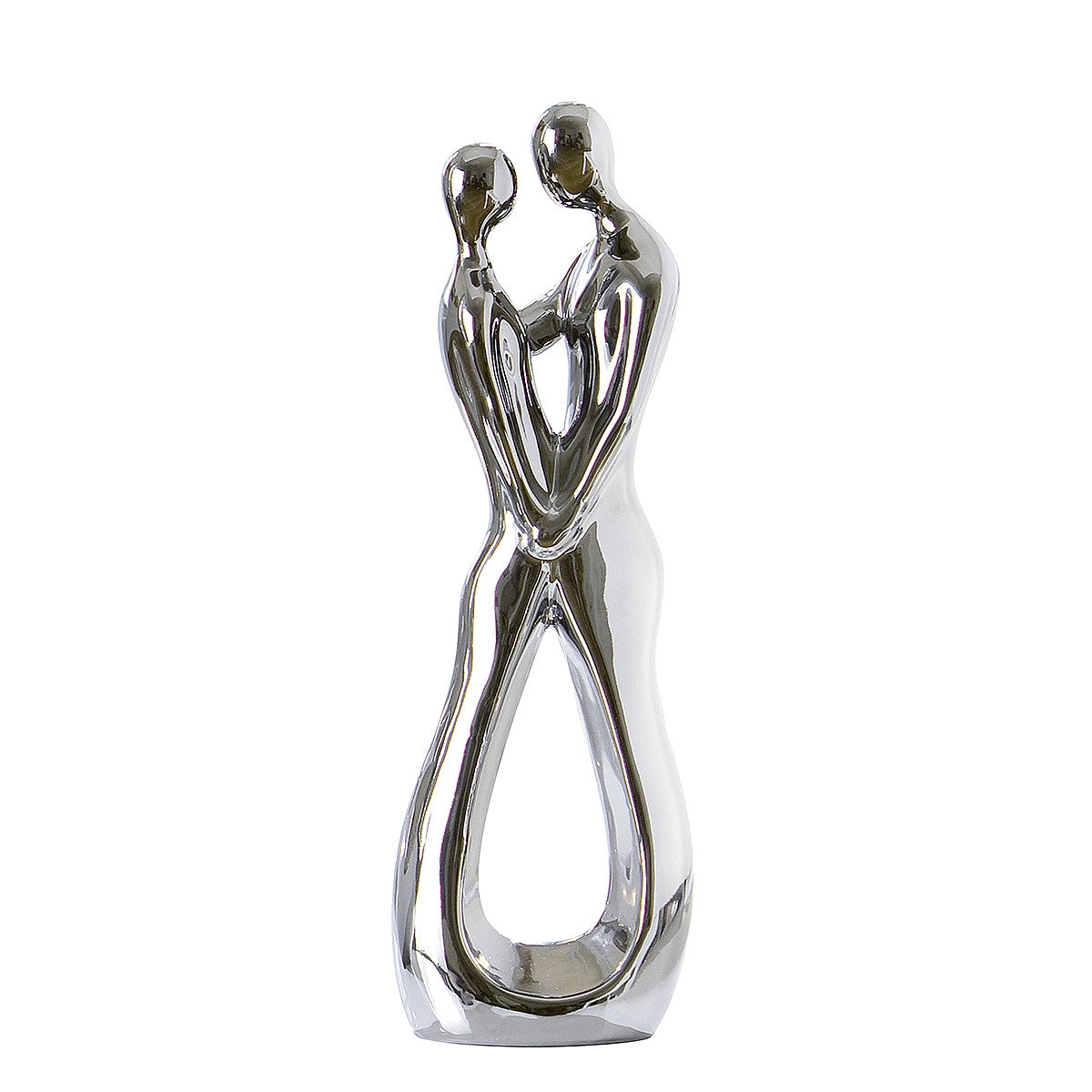 Διακοσμητικό Ζευγάρι Αγκαλάζιεται Ασημί Κεραμικό 30εκ