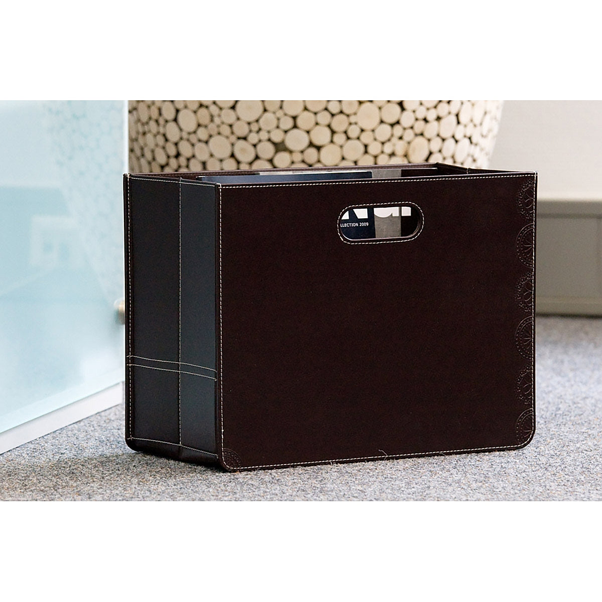 Θήκη για Περιοδικά Καφέ Δερματίνη/Ύφασμα 19x40x30