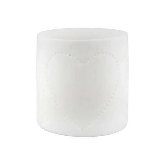 Φανάρι με Διακόσμηση Καρδιά Λευκό Πορσελάνη 7εκ