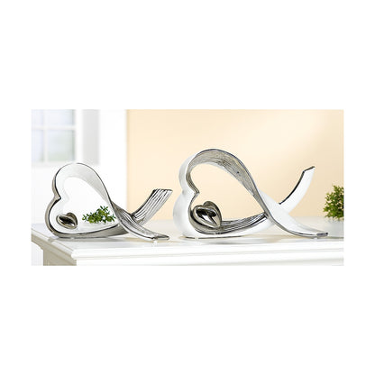 Διακοσμητικό Καρδιές Λευκό/Ασημί Κεραμικό 9x25x15