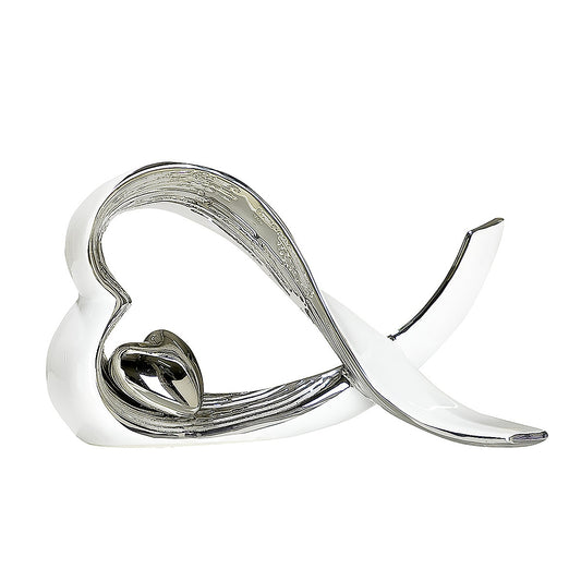 Διακοσμητικό Καρδιές Λευκό/Ασημί Κεραμικό 9x25x15