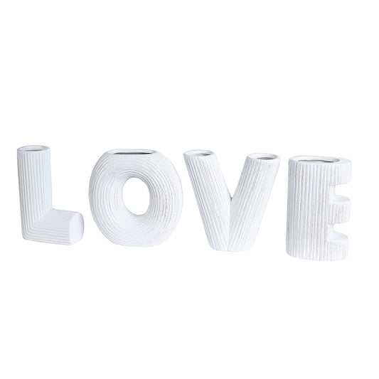 Βάζο 'LOVE' Λευκό Κεραμικό Υ15εκ Σετ 4 Τμχ