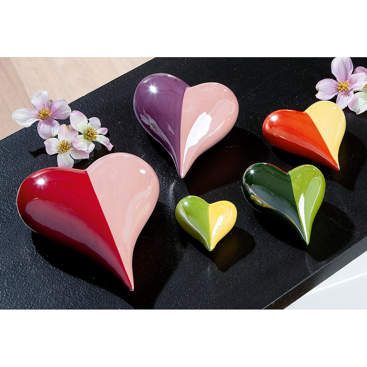 Διακοσμητικό Καρδιά Μοβ/Ροζ Κεραμικό 4.5x9.5x13