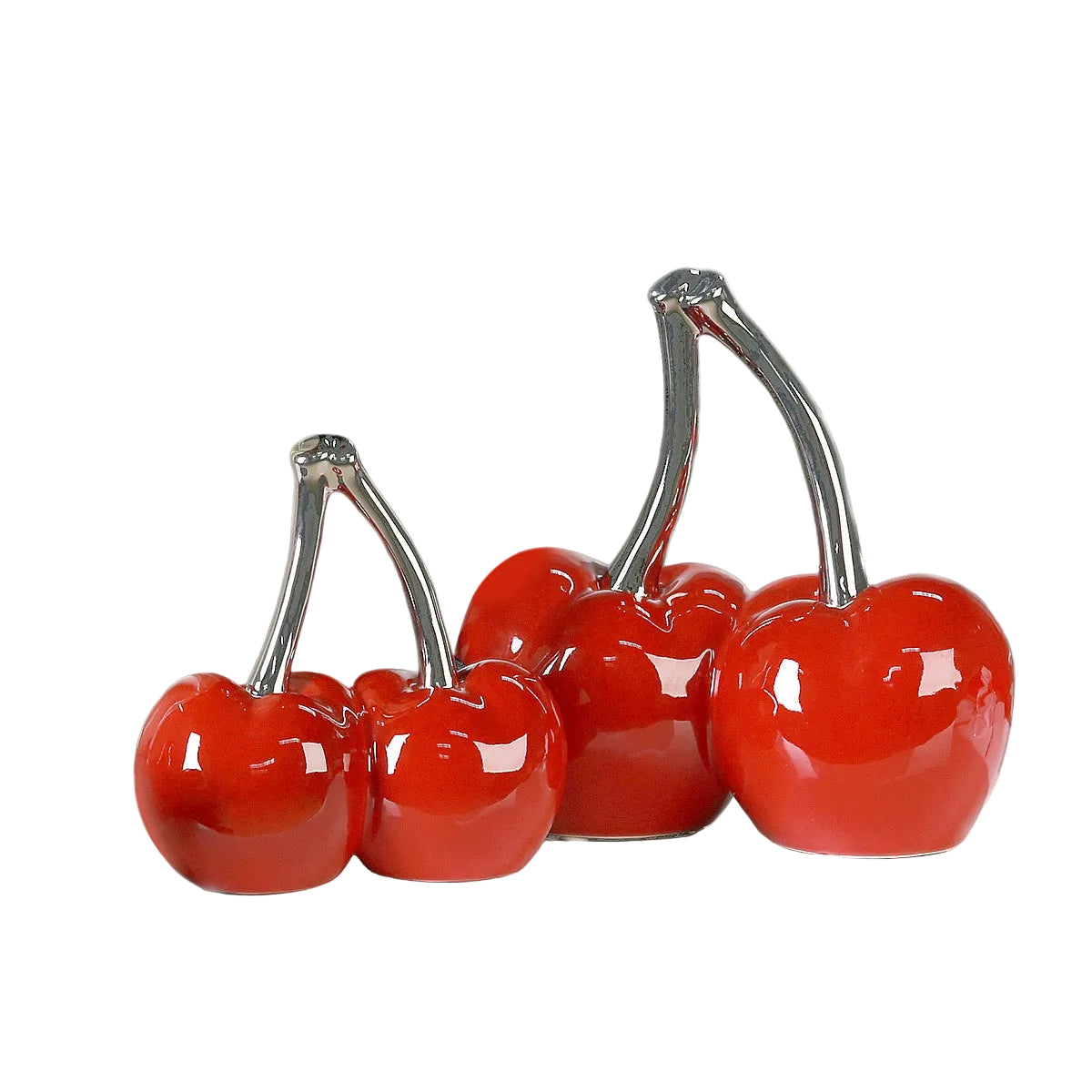 Decorative Cherry Bunch Red/Silver Ceramic 21.5x21cm
